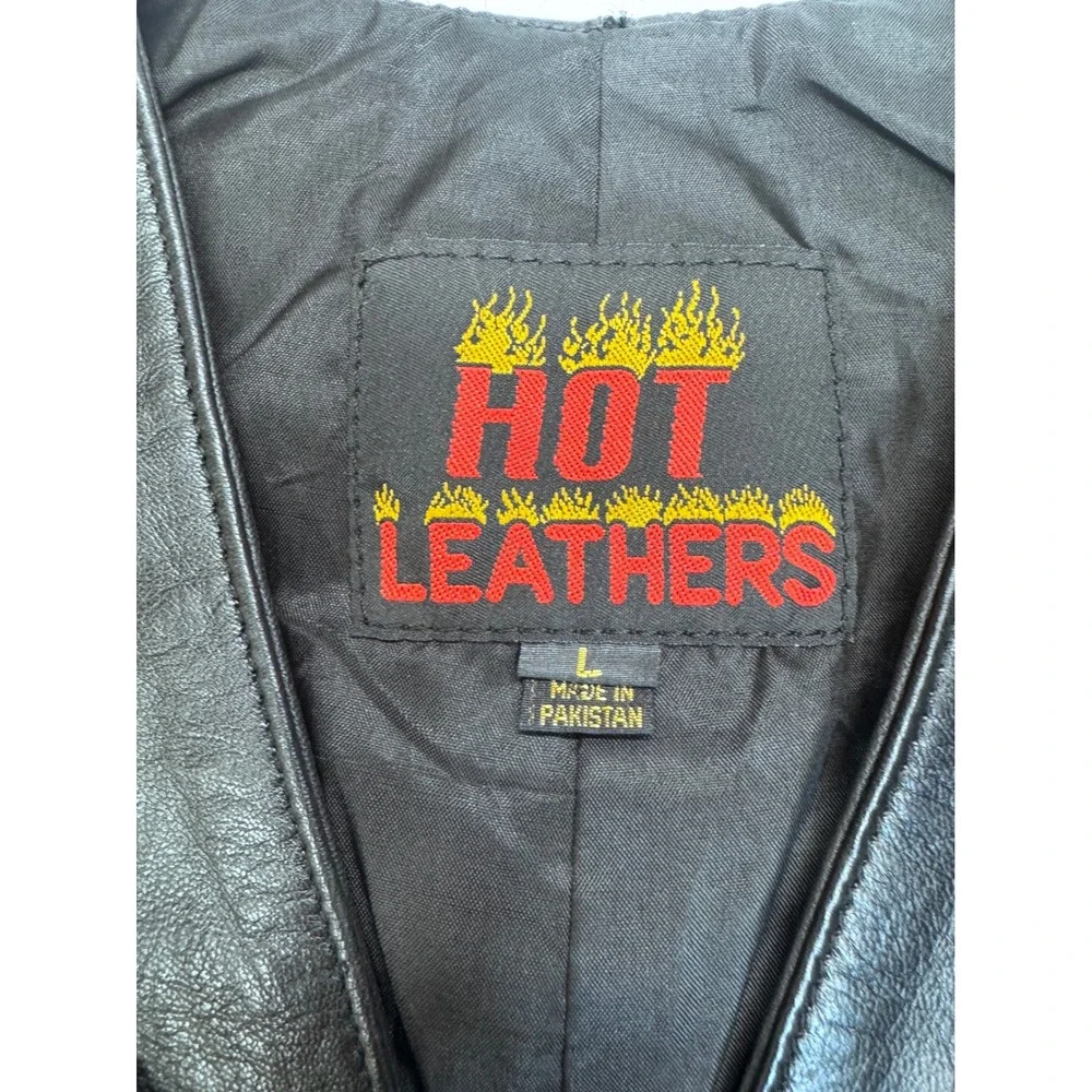 Hot Leathers Womens Black Leather Lace Up Biker Vest Cropped Motorcycle Large